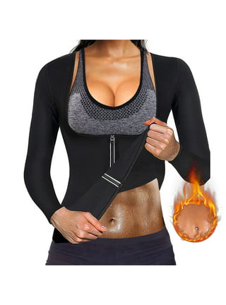 Sweat Sauna Suit Body Shaper Women Waist Trainer Tops Thermo Long Sleeve  Silver Coating Slimming T-Shirt Fitness Shapewear (Color : Black Silver  Long, Size : L XL) : : Sports & Outdoors