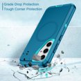 thumbnail image 4 of I-HONVA For Samsung Galaxy S25/S24 Case Compatible with MagSafe,3-Layer Military Grade Drop Protection Anti-Slip Rugged Shockproof Dustproof Protection 6.2 inch Phone Case,Turquoise, 4 of 7