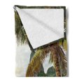 thumbnail image 2 of Ocean Soft Flannel Fleece Throw Blanket, Palm Coconut Trees and Ocean Waves Mountains on Paradise Island Beach Image, Cozy Plush for Indoor and Outdoor Use, 50" x 70", Green Brown Cream, by Ambesonne, 2 of 5