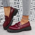 thumbnail image 2 of Chunky Loafers for Women Cute Bowtie Round Toe Leather Slip on Penny Loafers Lug Sole Casual Dressy Work Shoes Wine Size 7.5, 2 of 6