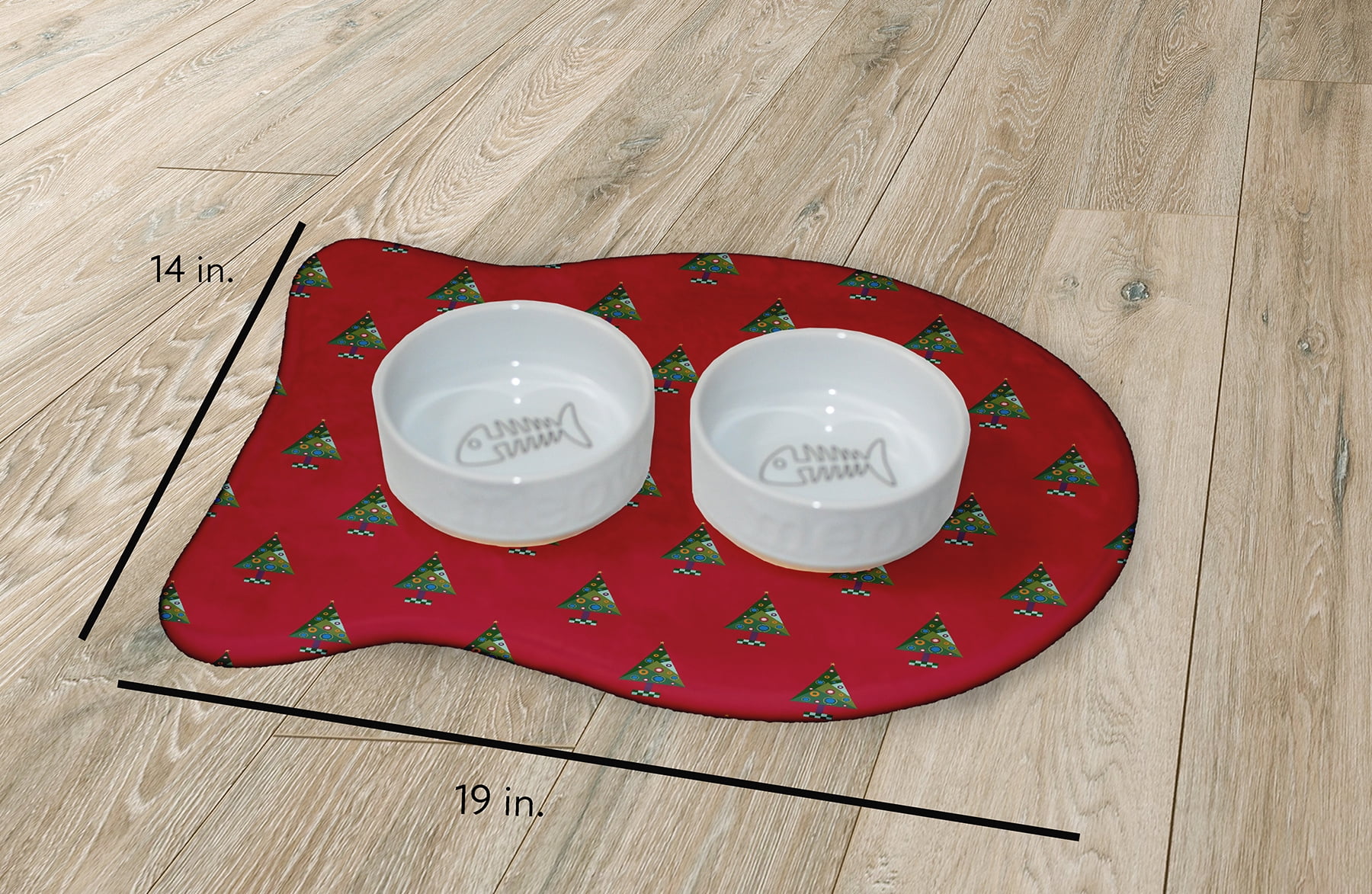 Simply Daisy Crazy Christmas Fish Shape Pet Feeding Mat for Cats
