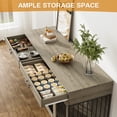 thumbnail image 5 of WIILAYOK 72.05" Dog Crate Furniture, Wooden Dog Kennel with 2 Drawers and 4 Dog Bowls, Heavy Duty Indoor Furniture Style Dog Cage House(Grey), 5 of 9