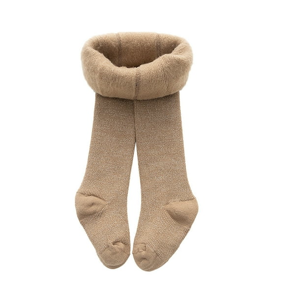 Cotton Lined Warm Full Leggings Stretchy Basic Pantihose for Toddler Kids Winter Comfort Wear,Khaki,12-24 Months