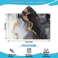thumbnail image 2 of Black White Gold Marble Pattern Hooded Bath Towel，50"x30" for Ages 3 To 12 Kids, Quick Dry Lightweight Soft Microfiber Hood Beach Towel Cover Up for Kids, 2 of 7