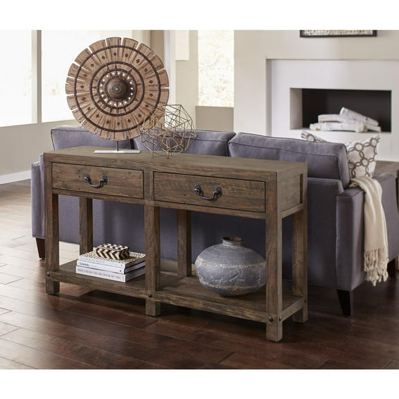 Modus Furniture Craster Reclaimed Wood Console Table in Smoky Taupe