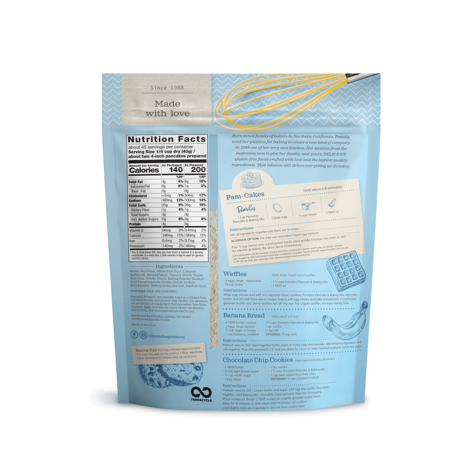 Pamela’s Gluten-Free Pancake and Baking Mix, 4 lb Bag