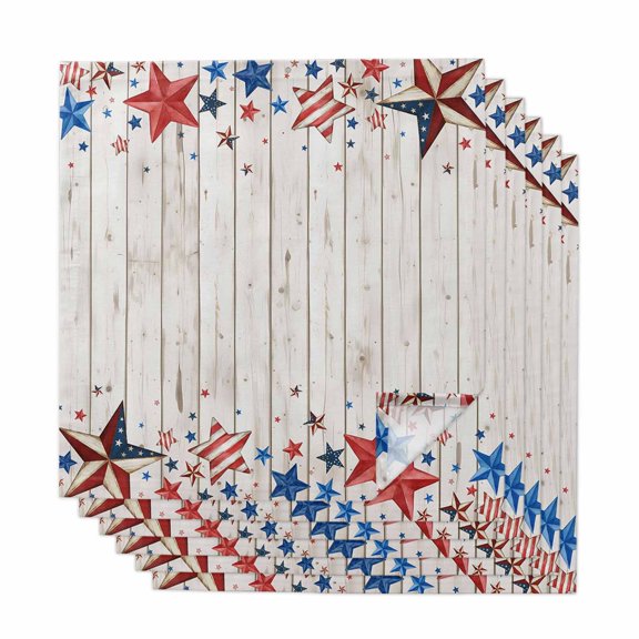 4th of July Cloth Napkins, Independence Day Star Vintage American Washable and Reusable Dinner Napkins Set of 6, Table Napkin for Kitchen Party Birthday Wedding Hotel Housewarming 20"x20"