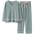 thumbnail image 1 of REDHOTYPE Nouveaux Pyjamas en Coton Doux pour Femmes 2 Pcs Grande Taille 3TG Simple Manches Longues Décontracté, 1 of 2