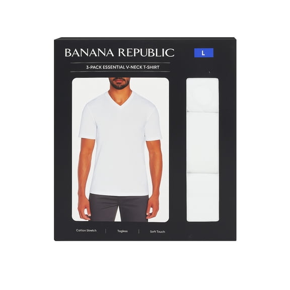 ‌Banana Republic Men's V-Neck Tee, 3-pack, Large