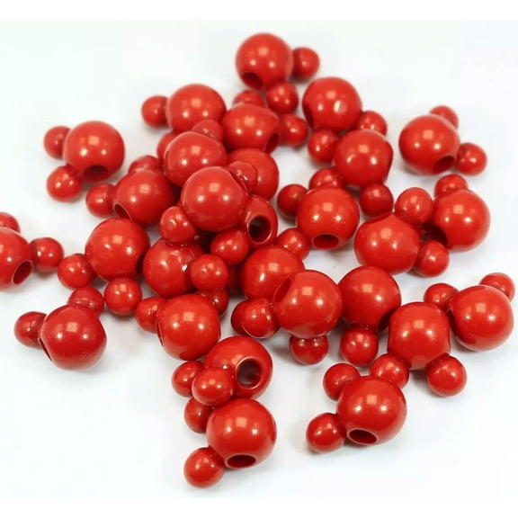 U8MO 50pcs Red Color Acrylic Mouse Face Charm Beads 16mm With Large Hole 4mm Crafts