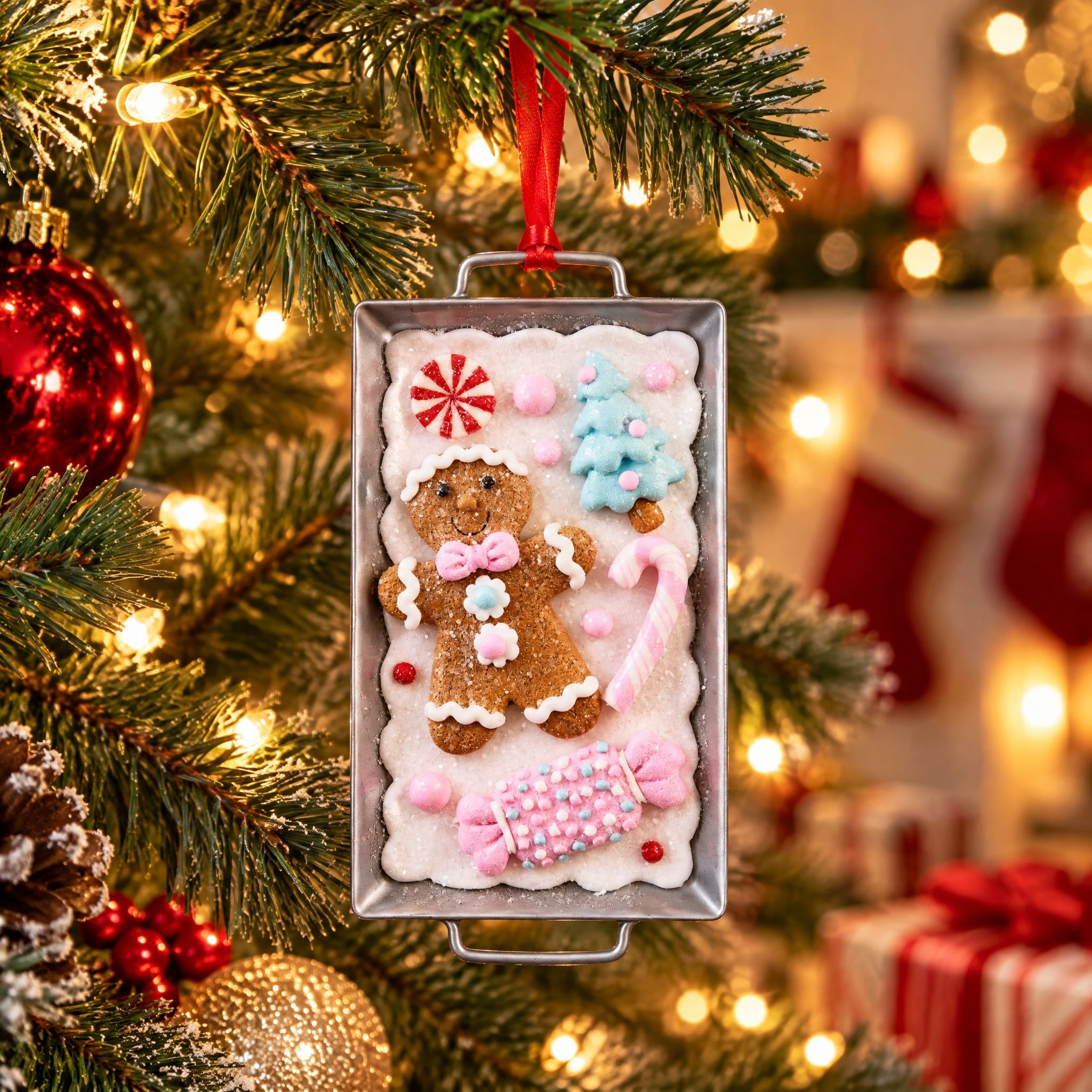 Multicolor Clay Dough Jumbo Gingerbread Baking Christmas Ornament, 7.3", by Holiday Time