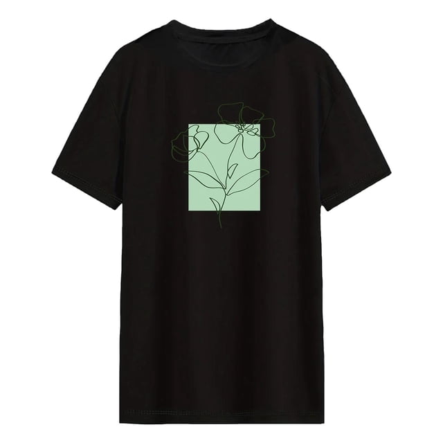Camiseta para Mujer Sunnimix Elegante Básica Ajuste Holgado Negro XL