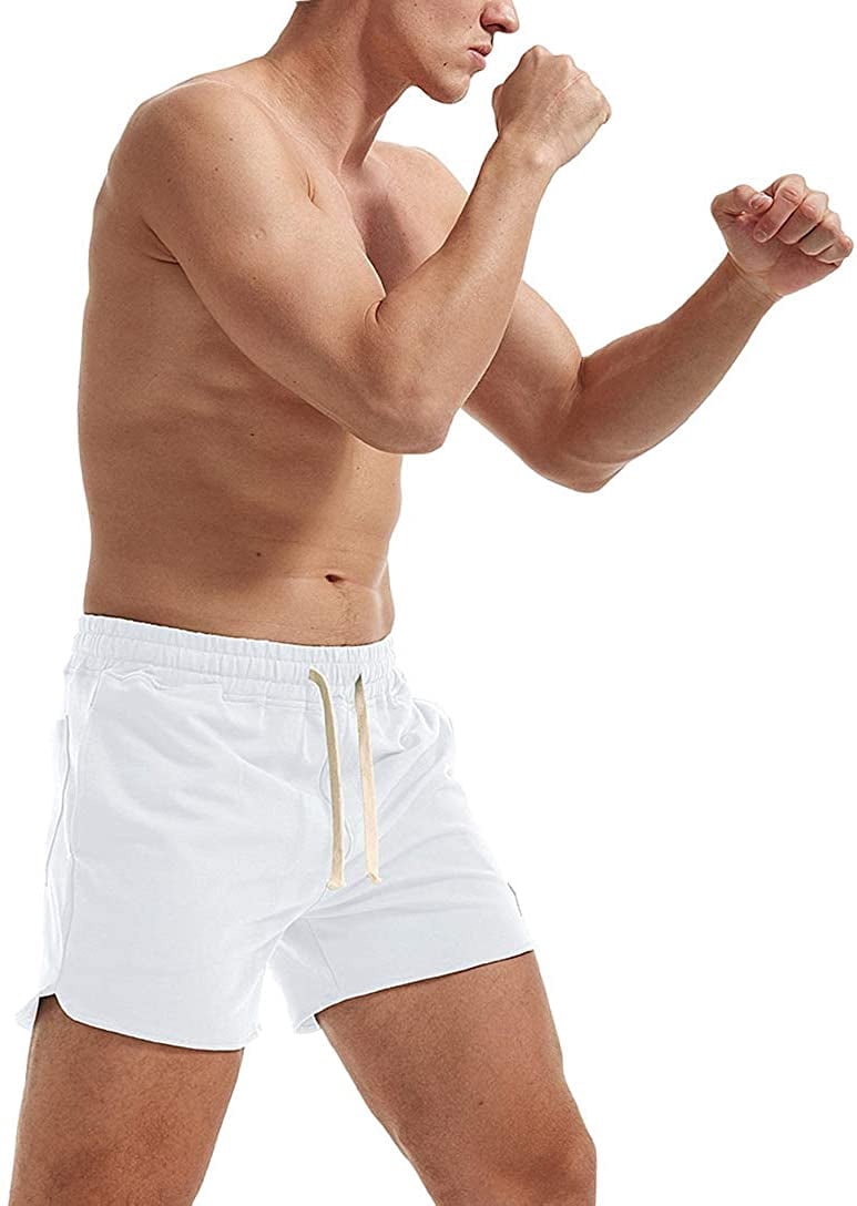 Mens Workout Sweat Shorts Bodybuilding 