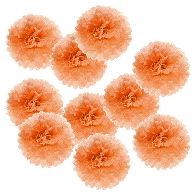Unique Bargains 4' Tissue Pom Poms Paper Flowers Ball Wedding Party Decoration, Orange 10 Pack