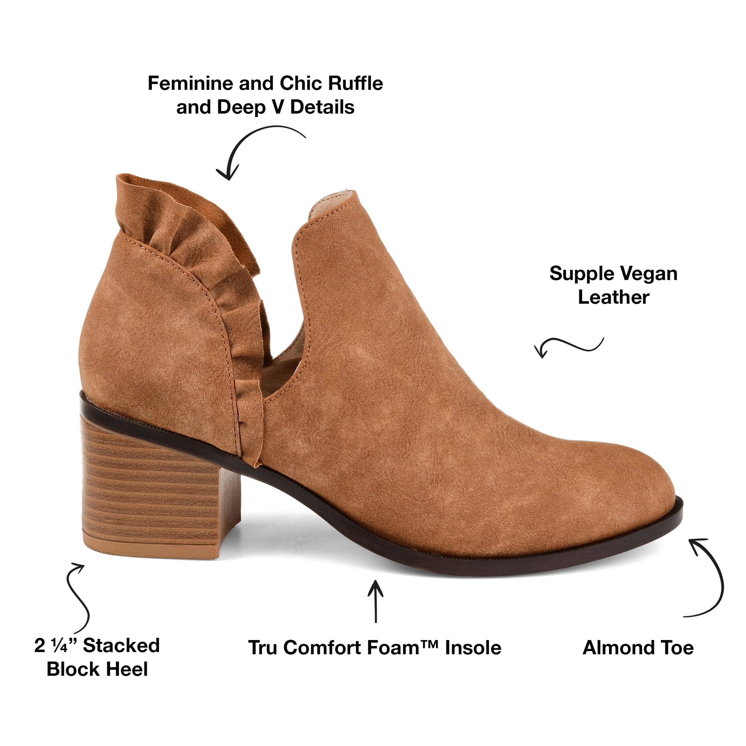 Journee Womens Lennie Slip On Stacked Heel Booties