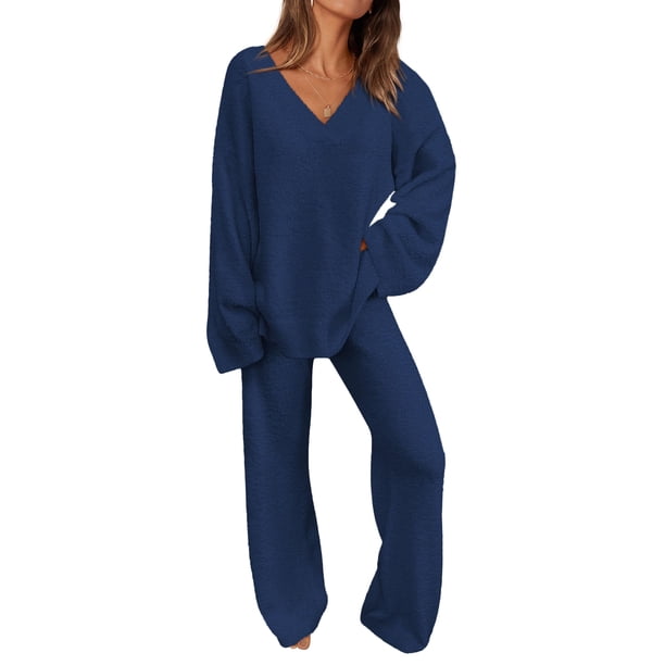 Conjunto Lounge PRETTYGARDEN Suéter de Dos Piezas Marino XXL