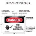 thumbnail image 2 of (2 Pack) High Voltage Electricity OSHA Danger Sign 18 Inch X 12 Inch Plastic Sign, Weather Resistant, UV Protected for Workplace, Business, and Construction Site, Made in the USA, 2 of 8