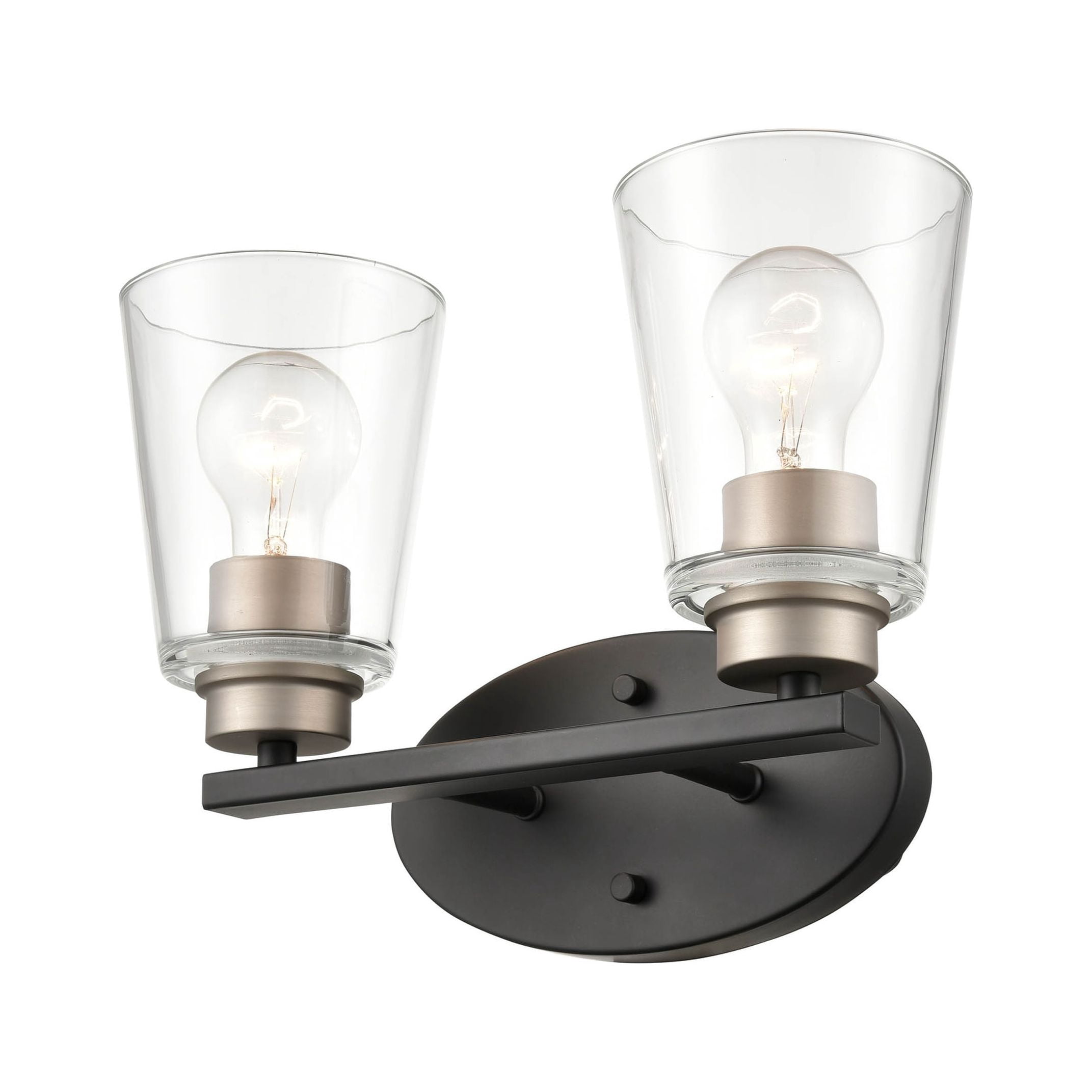 Millennium Lighting 929 Lighting 2 Light Bathroom Vanity Fixture with Clear Glass Shades - Matte Black/Satin Nickel