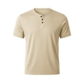 thumbnail image 5 of PNTUTB Summer Tops for Men Button-Down V-Neck T-Shirt Solid-Color Casual Loose Comfortable Breathable Versatile Short-Sleeve T-Shirts, 5 of 7
