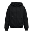 thumbnail image 5 of Drawstring Zip-up Hoodies for Women Casual Sweatshirt With Drop Shoulder Kangaroo Pocket And Ribbed Cuffs Jacket, 5 of 8