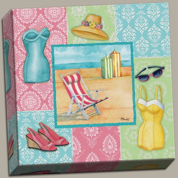 Canvas Beach Wear II 50'S Vacation Travel Art Suit Bathing Vintage Ocean Quality Cool Modern 12x12
