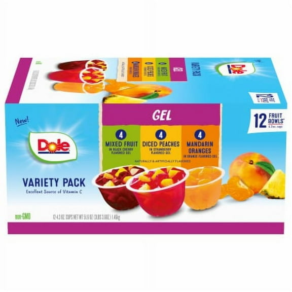 2X-Dole Fruit Bowls in Gel Cups Variety Pack - 4.3 oz - 12 ct