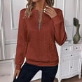 thumbnail image 2 of Aricy Half Zip Sweatshirt Women Casual Knit Elegant Long Sleeve Pullover Tops Autumn Winter Top Warm Tunics Thin Pullover Trendy Ladies Fleece Tops, 2 of 4