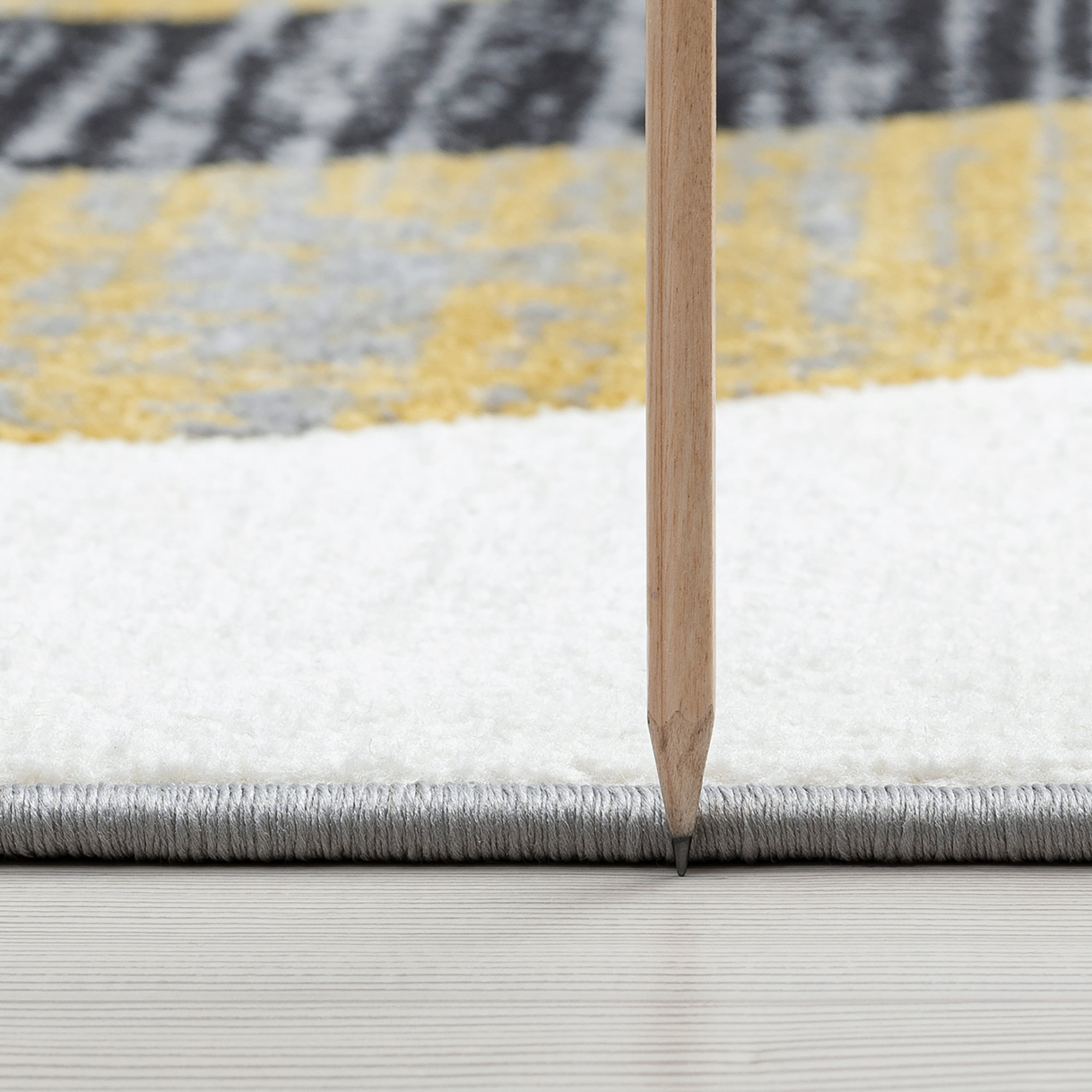 Contemporary 5x8 Area Rug (5'3'' x 7'3'') Abstract Yellow, Charcoal Living Room Easy to Clean