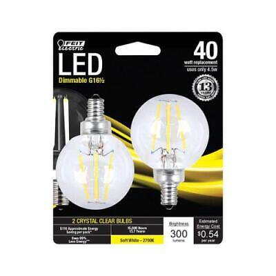 

Feit Electric G16.5 E12 (Candelabra) LED Bulb Soft White 40 W 2 pk