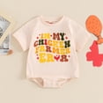 thumbnail image 2 of Bagilaanoe Newborn Baby Girl Boy Summer Rompers Letter Print Short Sleeve Bodysuits 3M 6M 12M 18M Infant Casual One Piece Short Jumpsuit, 2 of 7