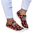 thumbnail image 5 of Slip On Lace Up Casual Sneakers, Jack O Lantern Fall Walking Shoes, Womens Canvas Sneakers Low Top Printed Lightweight Soft Casual Tennis Canvas Shoes Closed Toe Walking Flat Shoes, Saffron 8.5, 5 of 6