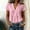 Pink, variant on ClodeEU Women's V Neck Pleated Short Sleeve Blouse, Casual Loose Fit Solid Color Top Blue,Women's Plus L