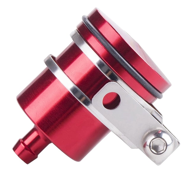 Scienceny Cilindro de aceite de motocicleta CNC Universal, depósito de líquido de frenos delanteros, olla de superficie lisa a prueba de fugas, Accesorios para motos Rojo