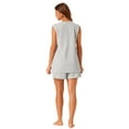 thumbnail image 3 of INSPIRE CHIC Women's 2 Piece Waffle Knit Pajama Sets Sleeveless Tank Top and Shorts Lounge Sets L Grey, 3 of 6