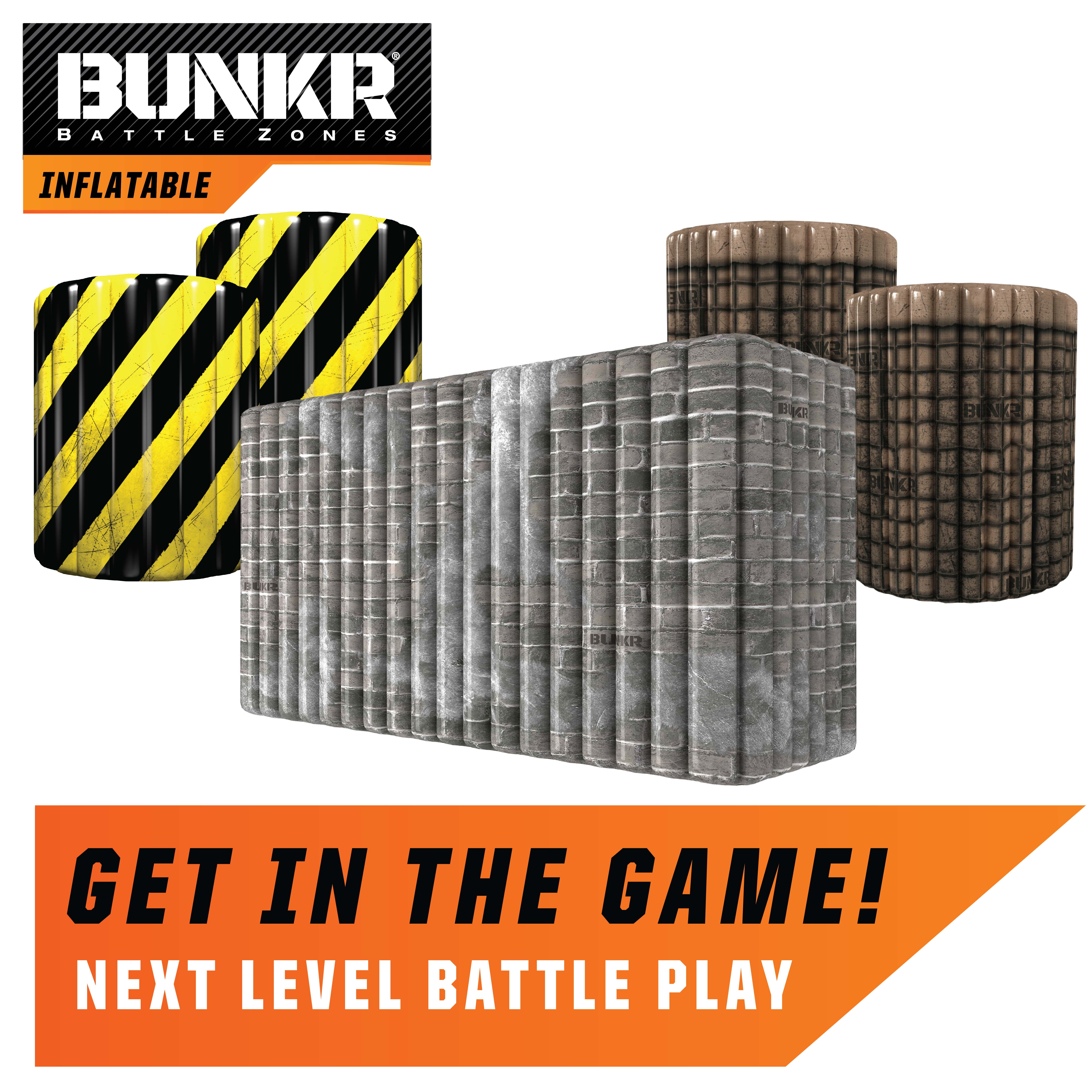 Compatible with Nerf, Laser X, X-Shot and Boomco BUNKR Inflatable Battlezone Tournament Set City Zone. Black/Yellow/Grey/Brown/Beige 5 Piece 