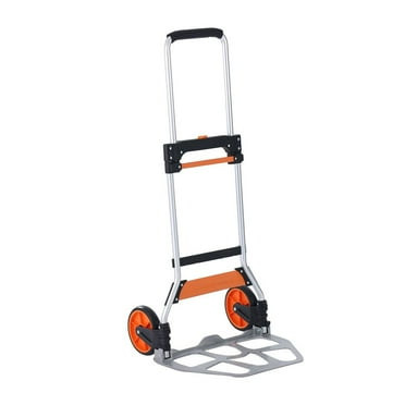Folding Hand Truck, 275 lbs Load Capacity, Aluminum Portable Cart, Convertible Hand Truck and Dolly with Telescoping Handle and PP TPR Wheels, Ultra Lightweight Super Strong for Moving Warehouse