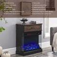 thumbnail image 2 of Electric Fireplace Heater for Inside, 1500W Infrared Heater with Remote Control, Double Door Fireplace Stove w/ 3D Flame and Wall Background, 1-9Hour Timer, 64℉-82℉, 24'', 2 of 9