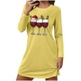thumbnail image 2 of Sakmal Nightgowns for Women Christmas MooMoo Sleepwear Crew Neck Long Sleeve Yellow Nightgowns for Women S, 2 of 6