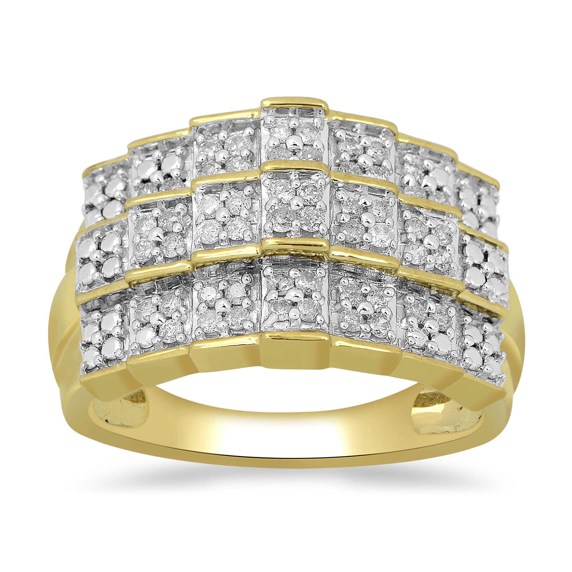 ONLINE SS/14KGP 3/8CTTW DIA PYRAMID RING