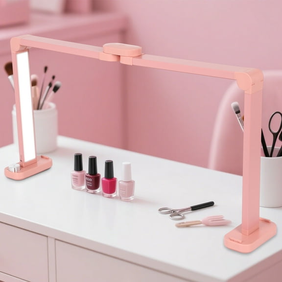 34IN Half-Moon Light for Nail Desk with Phone Holder, 3000-6000K Color Temperature Adjustment, LED Lamp for Nail Art, Pink
