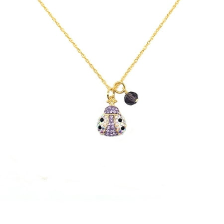 Purple crystal ladybug necklace/pendant