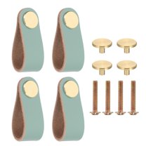 Uxcell Leather Drawer Pulls Leather Handle Center Cabinet Dresser Knobs with Screws for Dresser Cupboard Closet Doors Blue