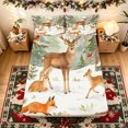 thumbnail image 5 of Manfei Forest Moose Bed Sheets, Merry Christmas Animal Full Size Sheets, White Tan, 4-Piece, 1 Flat Sheet, 1 Fitted Sheet and 2 Pillowcases, 5 of 6