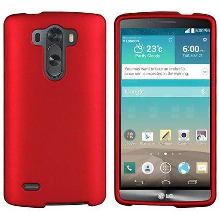 RED RUBBERIZED HARD CASE COVER FOR LG G3 PHONE SPRINT VERIZON T-MOBILE (Best Lg G3 Battery Case)