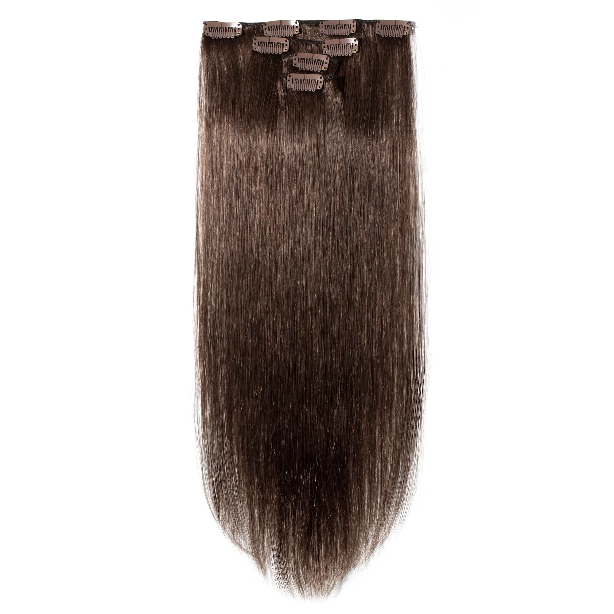 S-noilite 7 Lengths Available High Quality Human Hair Clip In Hair  Extensions 4 pcs Medium Brown,12
