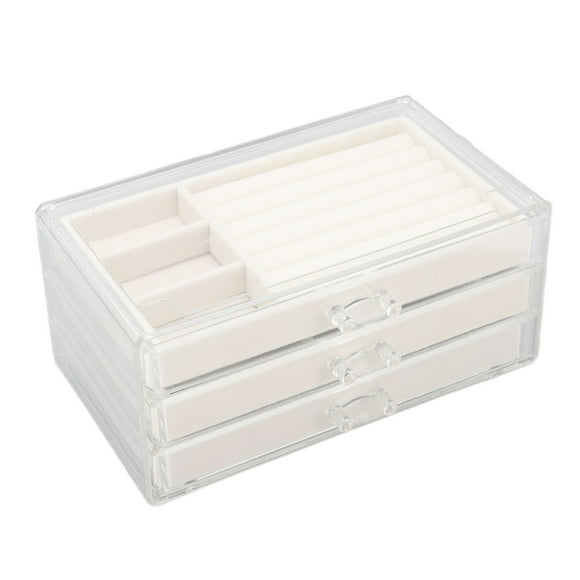3 Drawers Jewelry Storage Box, Flannel Lining Jewelry Storage Box Large Capacity Easy To For Bedroom