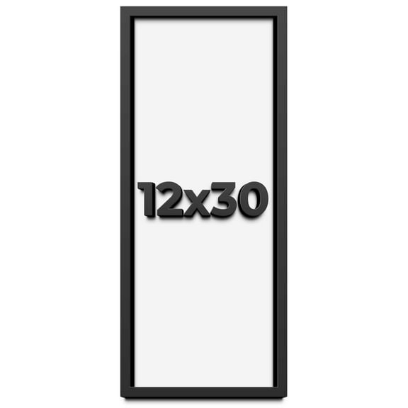 12x30 Shadow Box Frame Black | 2 Inches Deep Real Wood Contemporary Shadowbox Display Frame | UV