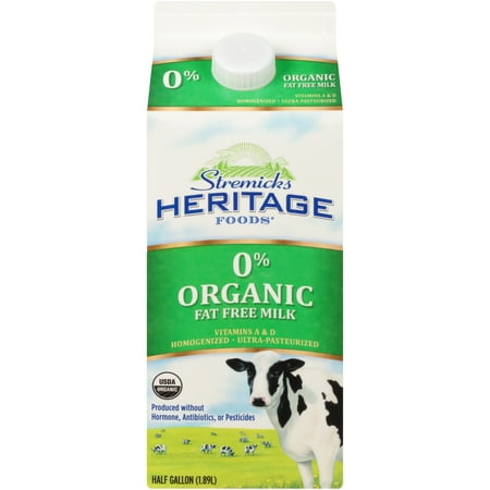 Stremicks Heritage Foods® Organic Fat Free Milk 0.5 gal. Carton