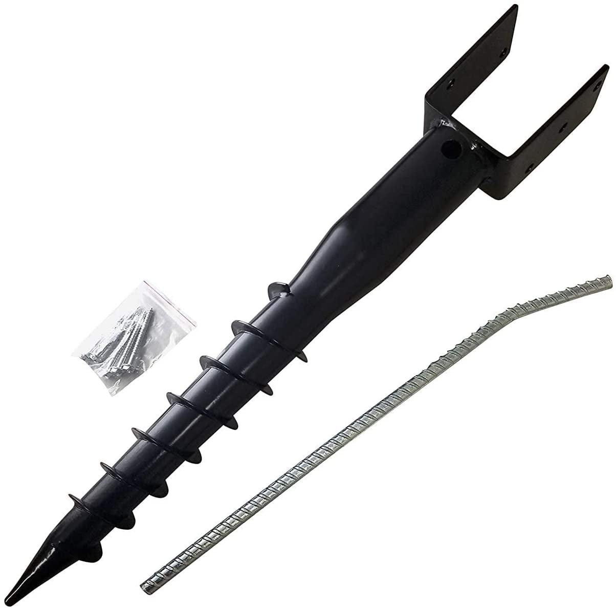 United Premium No Dig Ground Anchor Black UModel Screw in Post Stake