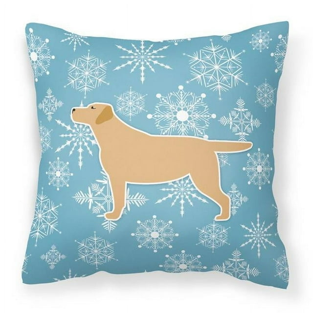 Carolines Treasures BB3497PW1414 Winter Snowflake Yellow Labrador Retriever Fabric Decorative Pillow